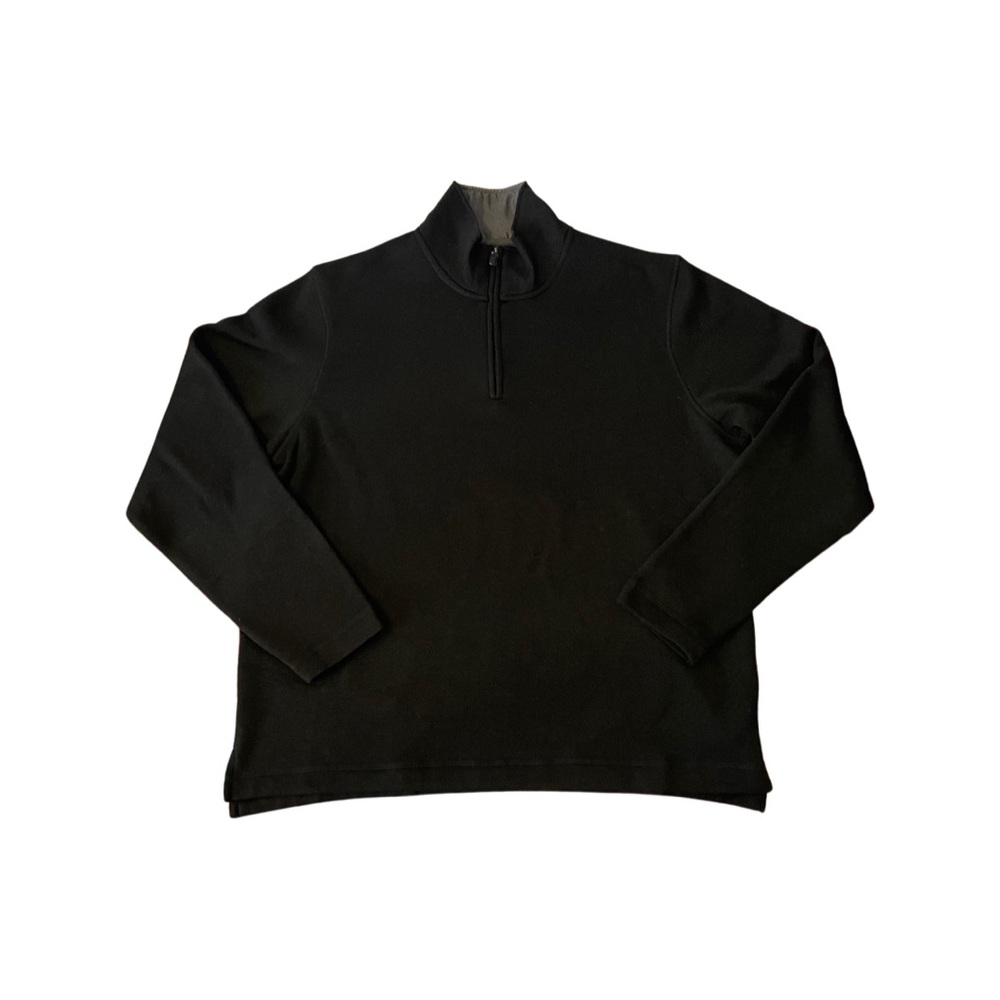 Wrangler Authentics Men’s Fleece Quarter-Zip Sweater black size large